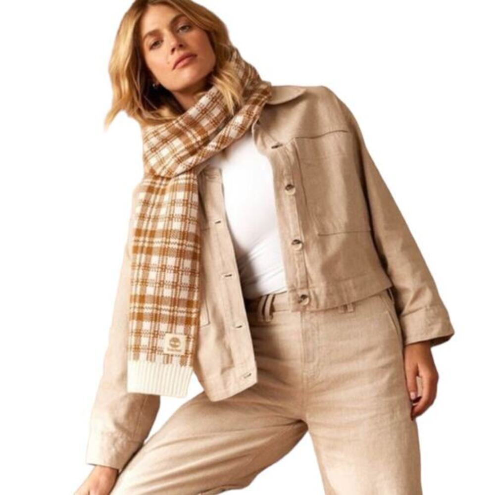 Timberland NWT Wheat Plaid Acrylic Scarf’s